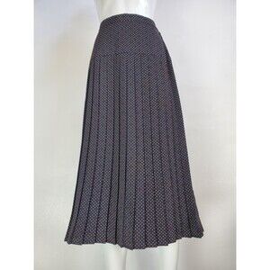 Vintage 80's Black Square Print Pleated Midi Skirt